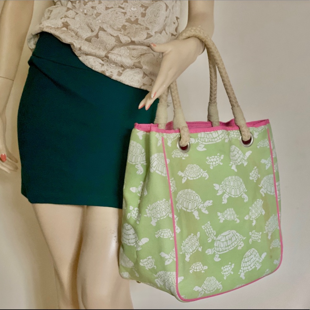 Beach Handbag Canvas Bag Green Turtle 🐢 woven